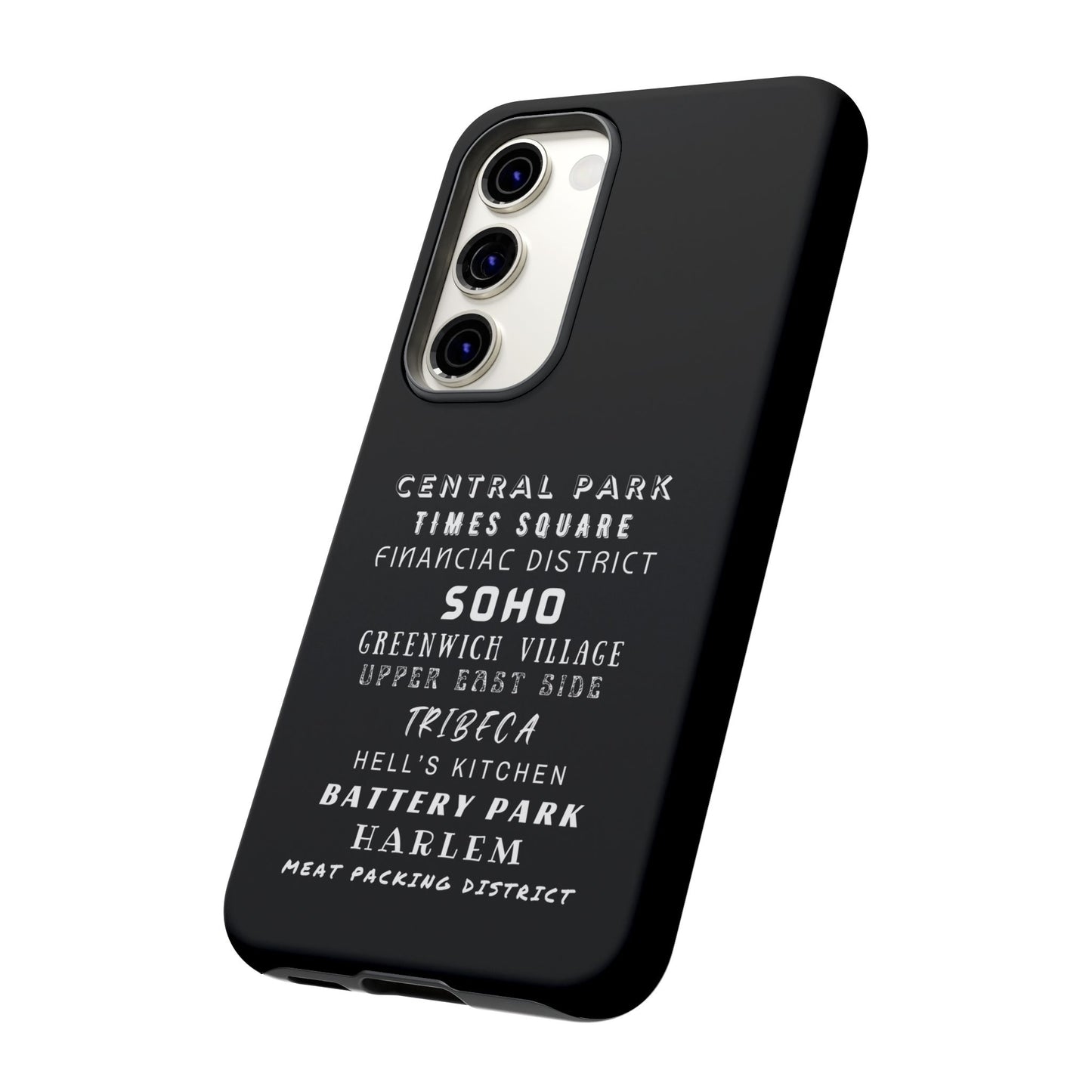 NYC NEIGHBORHOODS -Tough Phone Cases - Fits Most Phone Sizes!! (Dark GREY) "Great Gift For NYC Travelers"