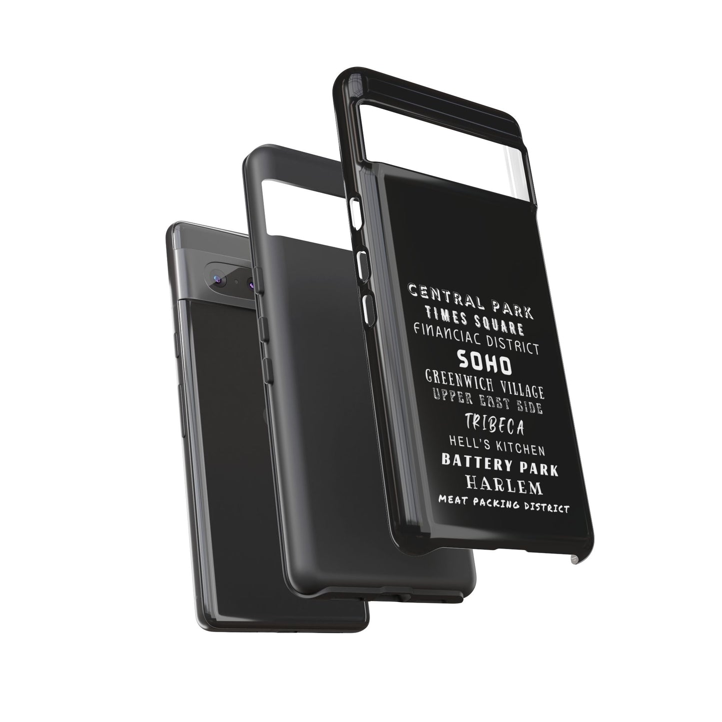NYC NEIGHBORHOODS -Tough Phone Cases - Fits Most Phone Sizes!! (Dark GREY) "Great Gift For NYC Travelers"