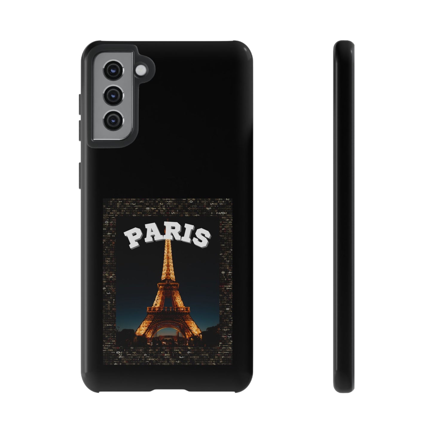 PARIS AT NIGHT- Tough Phone Cases - Fits Most Phone Sizes!! (BLACK) "Travel in Style"