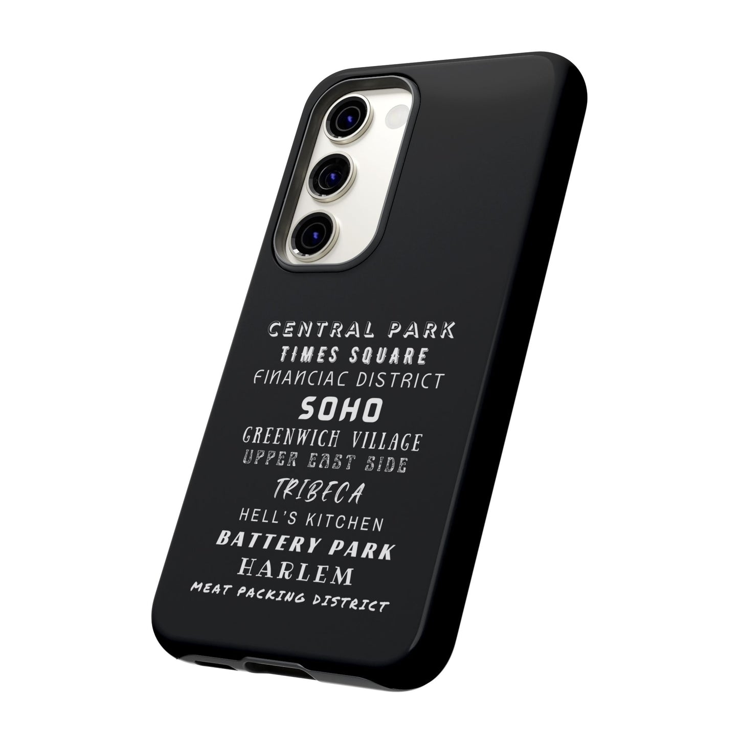 NYC NEIGHBORHOODS -Tough Phone Cases - Fits Most Phone Sizes!! (Dark GREY) "Great Gift For NYC Travelers"