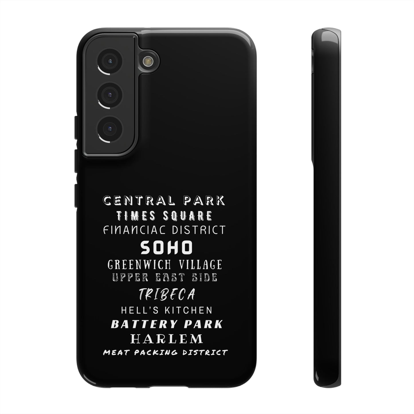 NYC NEIGHBORHOODS -Tough Phone Cases - Fits Most Phone Sizes!! (Dark GREY) "Great Gift For NYC Travelers"