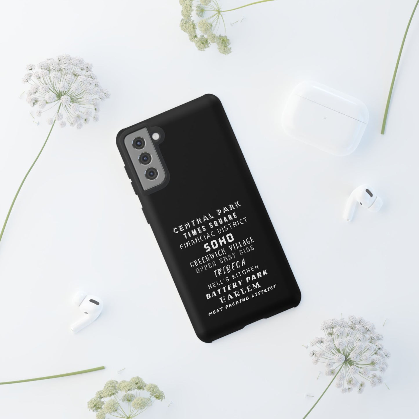 NYC NEIGHBORHOODS -Tough Phone Cases - Fits Most Phone Sizes!! (Dark GREY) "Great Gift For NYC Travelers"