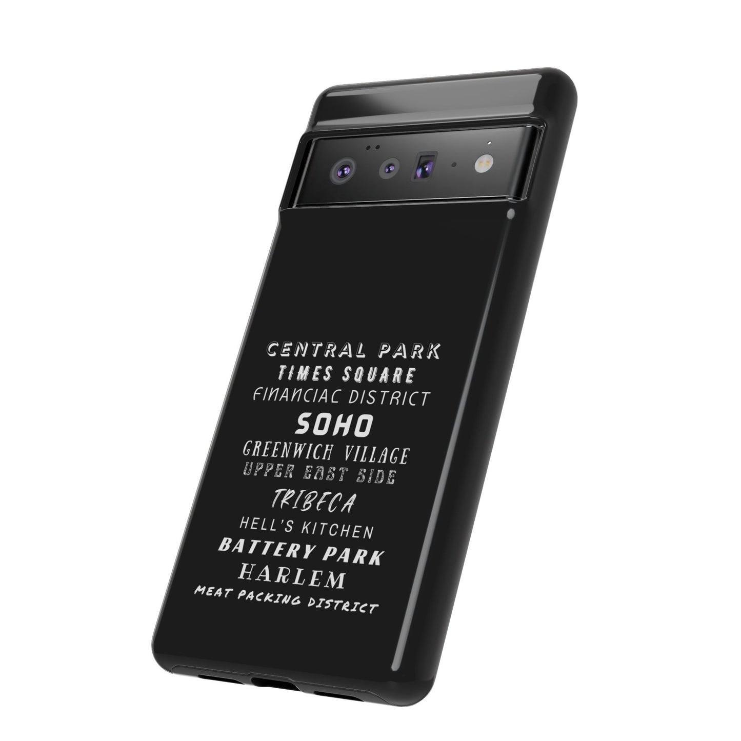 NYC NEIGHBORHOODS -Tough Phone Cases - Fits Most Phone Sizes!! (Dark GREY) "Great Gift For NYC Travelers"