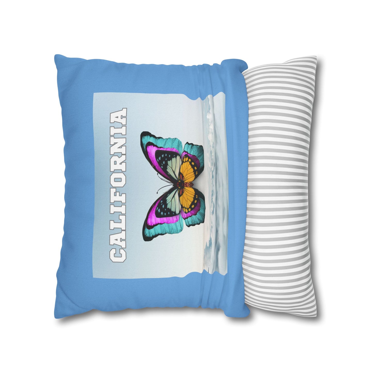 CALIFORNIA BUTTERFLY Bohemian Design Square Pillowcase - "West Coast Energy"