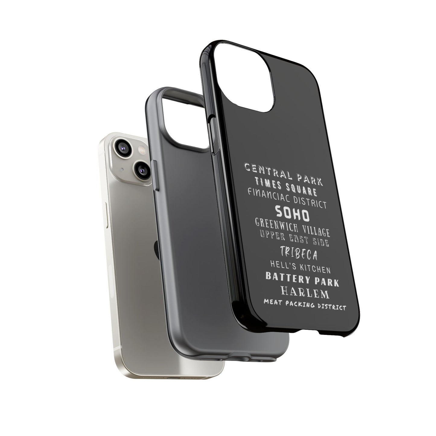 NYC NEIGHBORHOODS -Tough Phone Cases - Fits Most Phone Sizes!! (Dark GREY) "Great Gift For NYC Travelers"