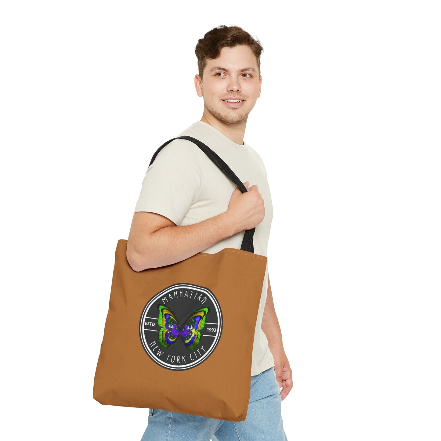 MANHATTAN NYC- AOP Tote Bag (LIGHT BROWN)-"The Bag That Always Gets Compliments"