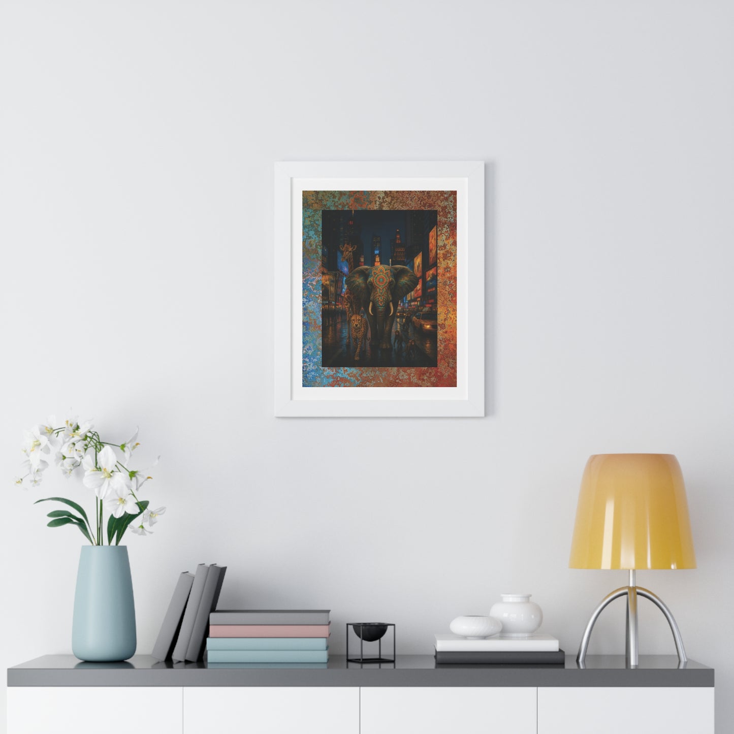 CONCRETE JUNGLE New York City at Night- "Framed Print-NYC Jungle Vibes"