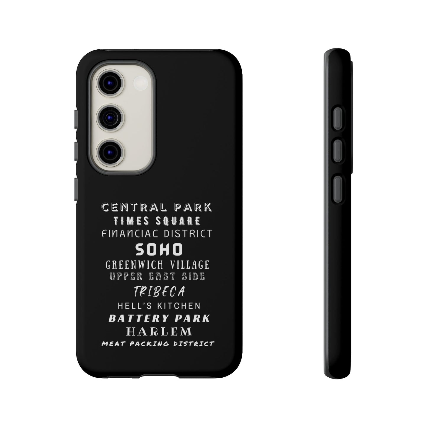 NYC NEIGHBORHOODS -Tough Phone Cases - Fits Most Phone Sizes!! (Dark GREY) "Great Gift For NYC Travelers"