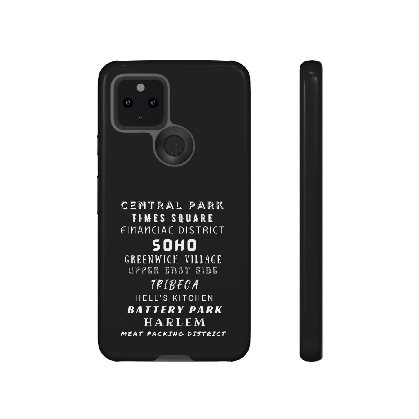NYC NEIGHBORHOODS -Tough Phone Cases - Fits Most Phone Sizes!! (Dark GREY) "Great Gift For NYC Travelers"