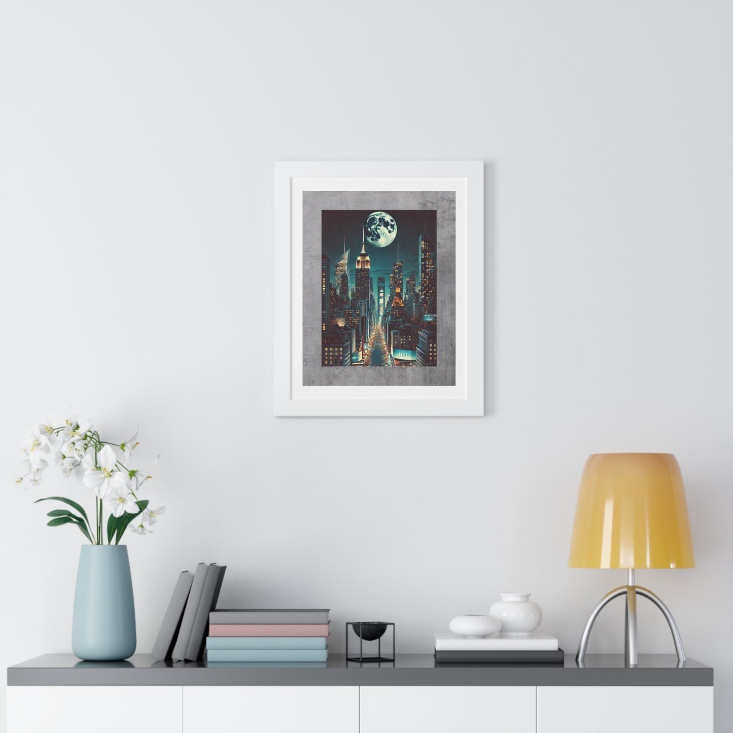 MOON OVER New York City - “Framed Print That Brings Spaces to Life”