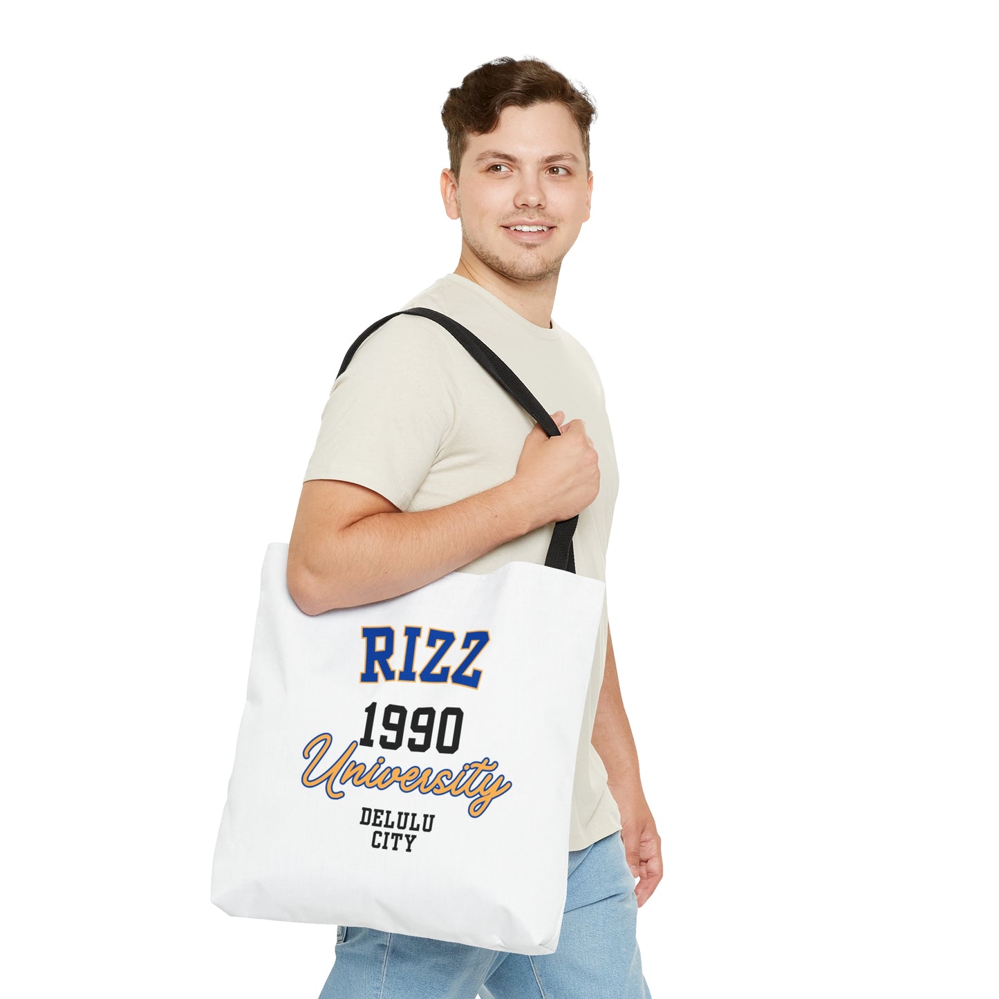 RIZZ UNIVERSITY 1990- AOP Tote Bag-"School Vibes, Street Style Approved"