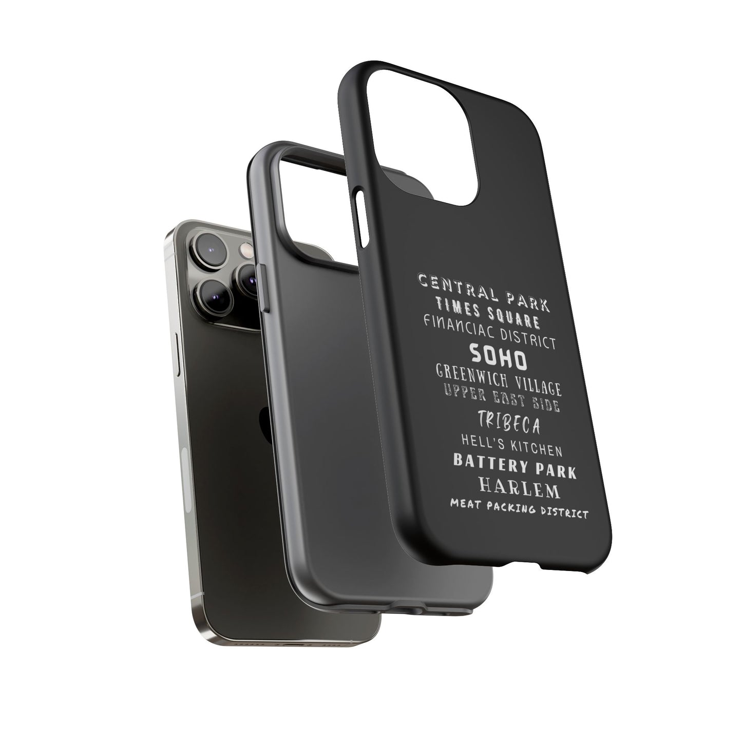 NYC NEIGHBORHOODS -Tough Phone Cases - Fits Most Phone Sizes!! (Dark GREY) "Great Gift For NYC Travelers"