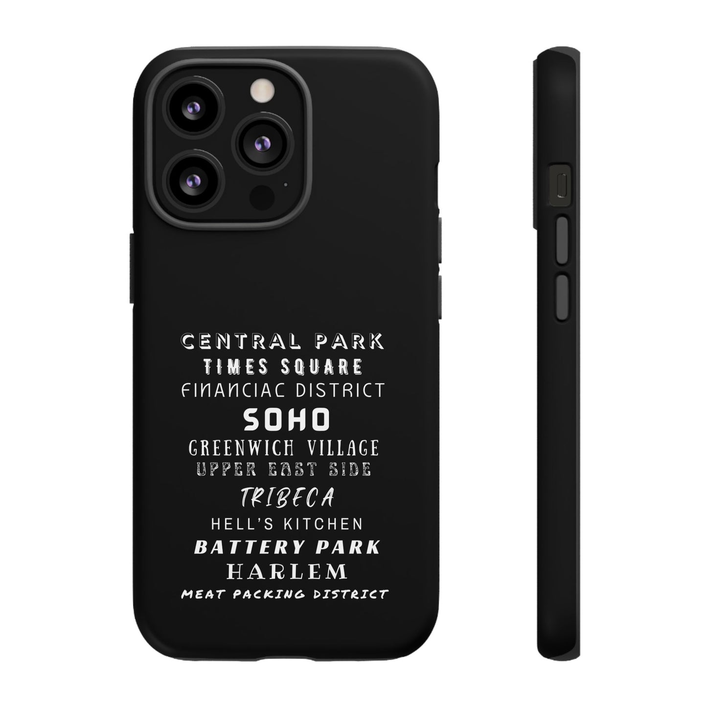 NYC NEIGHBORHOODS -Tough Phone Cases - Fits Most Phone Sizes!! (Dark GREY) "Great Gift For NYC Travelers"