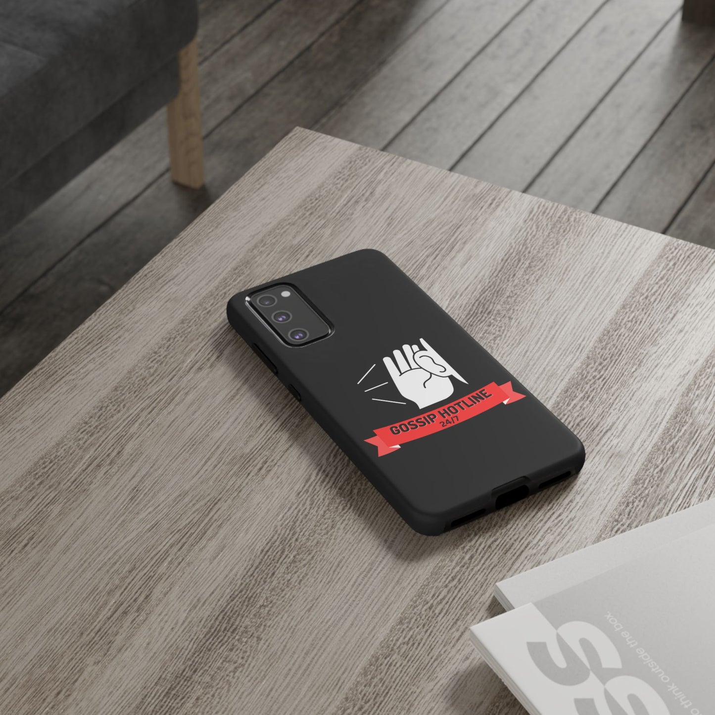 GOSSIP HOTLINE-Tough Phone Cases - Fits Most Phone Sizes!! (BLACK) "When Your Phone Case Spills The Tea"