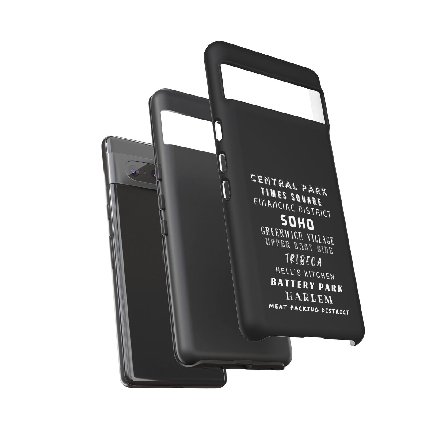 NYC NEIGHBORHOODS -Tough Phone Cases - Fits Most Phone Sizes!! (Dark GREY) "Great Gift For NYC Travelers"