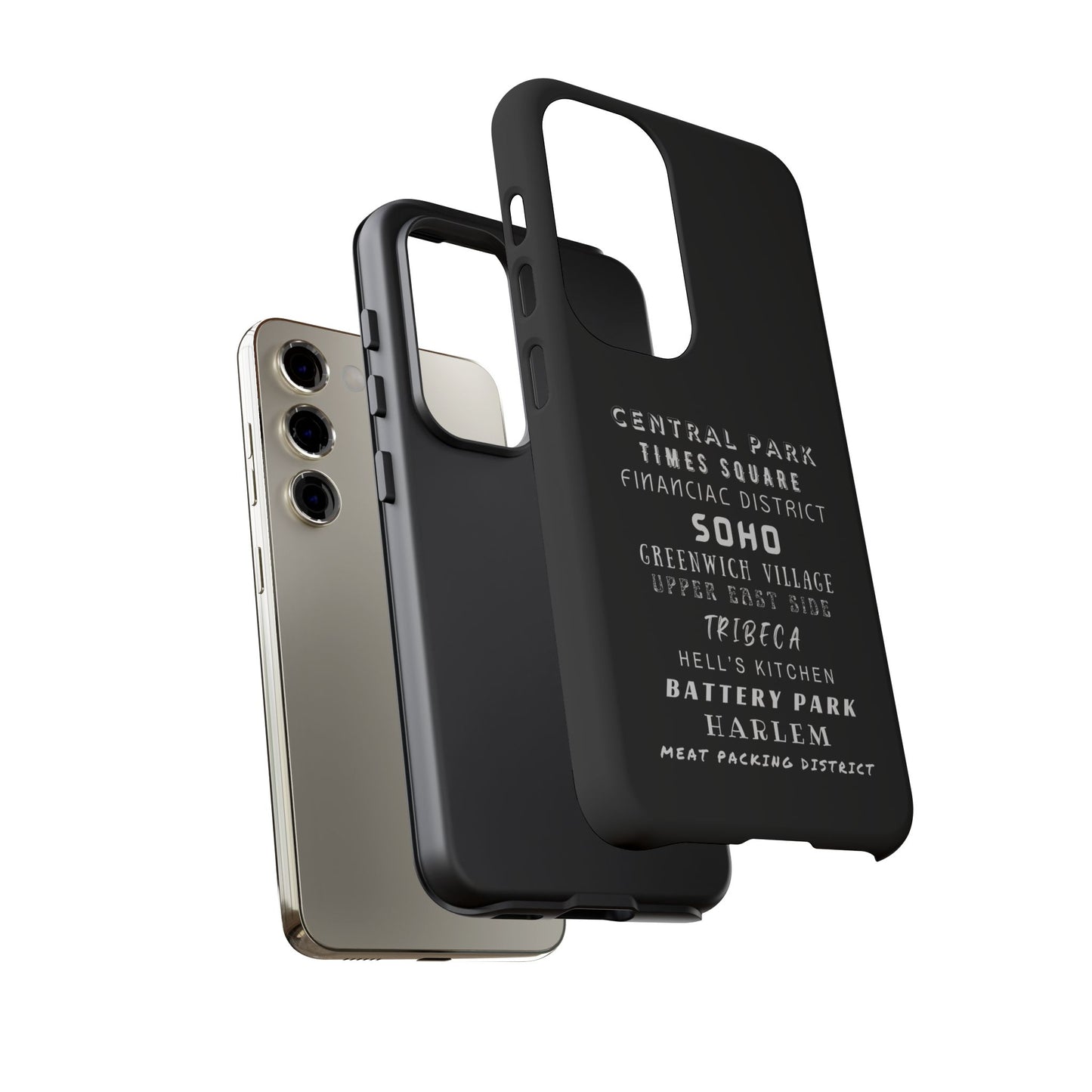 NYC NEIGHBORHOODS -Tough Phone Cases - Fits Most Phone Sizes!! (Dark GREY) "Great Gift For NYC Travelers"