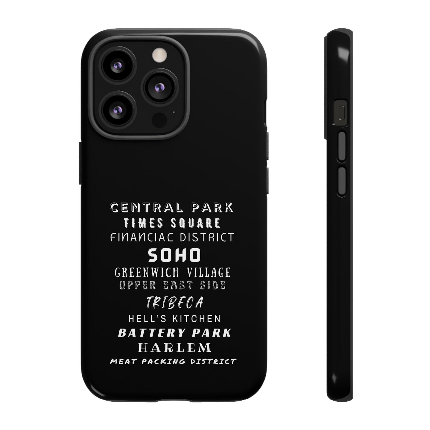 NYC NEIGHBORHOODS -Tough Phone Cases - Fits Most Phone Sizes!! (Dark GREY) "Great Gift For NYC Travelers"