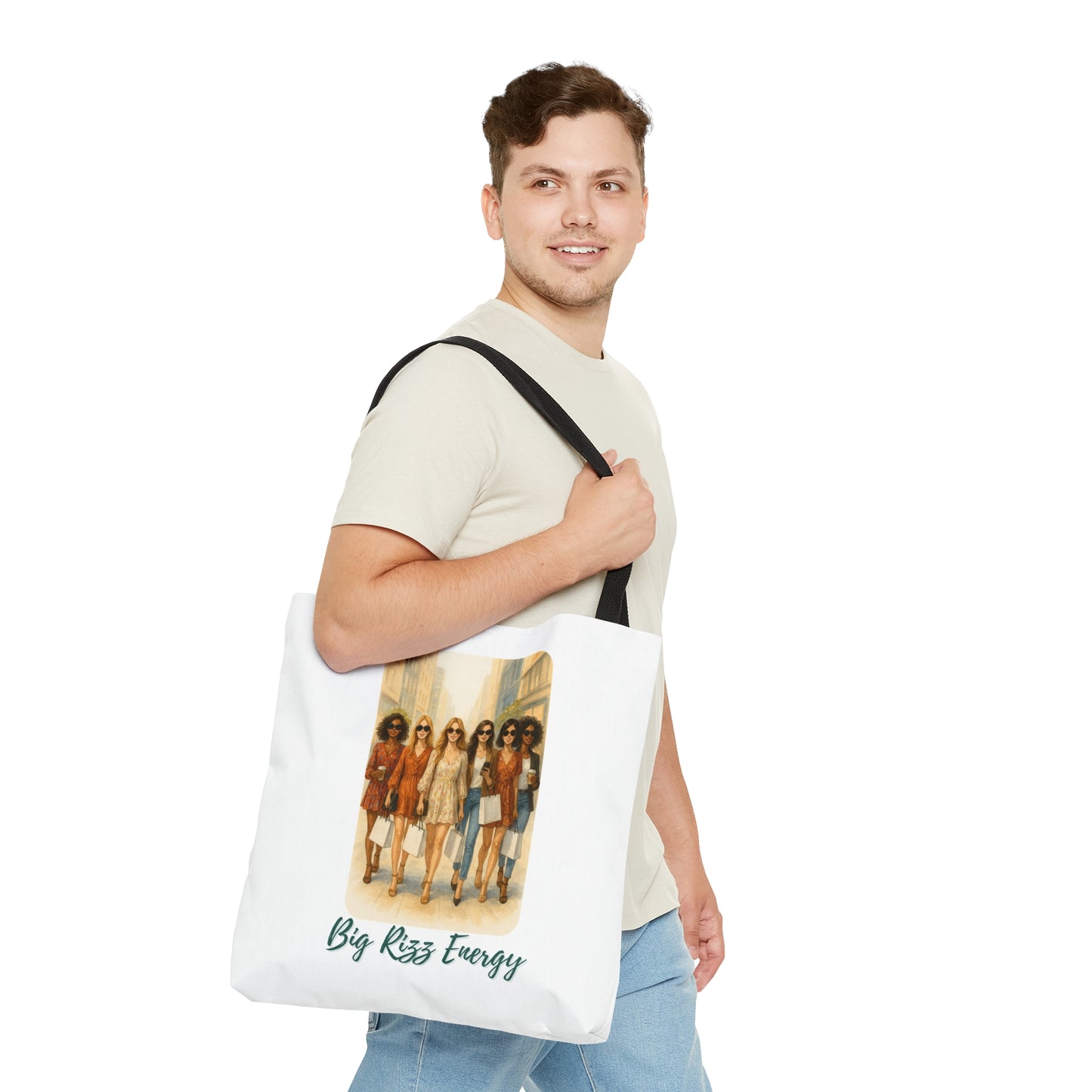 BIG RIZZ ENERGY- AOP Tote Bag-"Slay The Hallways, Tote In Hand"