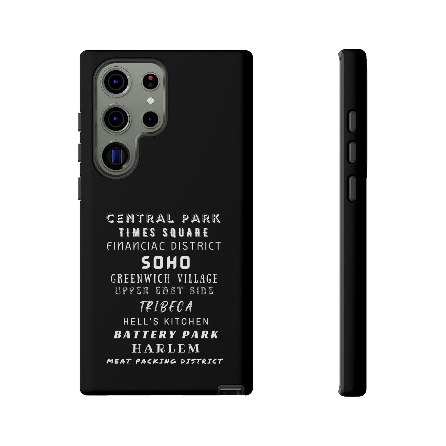 NYC NEIGHBORHOODS -Tough Phone Cases - Fits Most Phone Sizes!! (Dark GREY) "Great Gift For NYC Travelers"