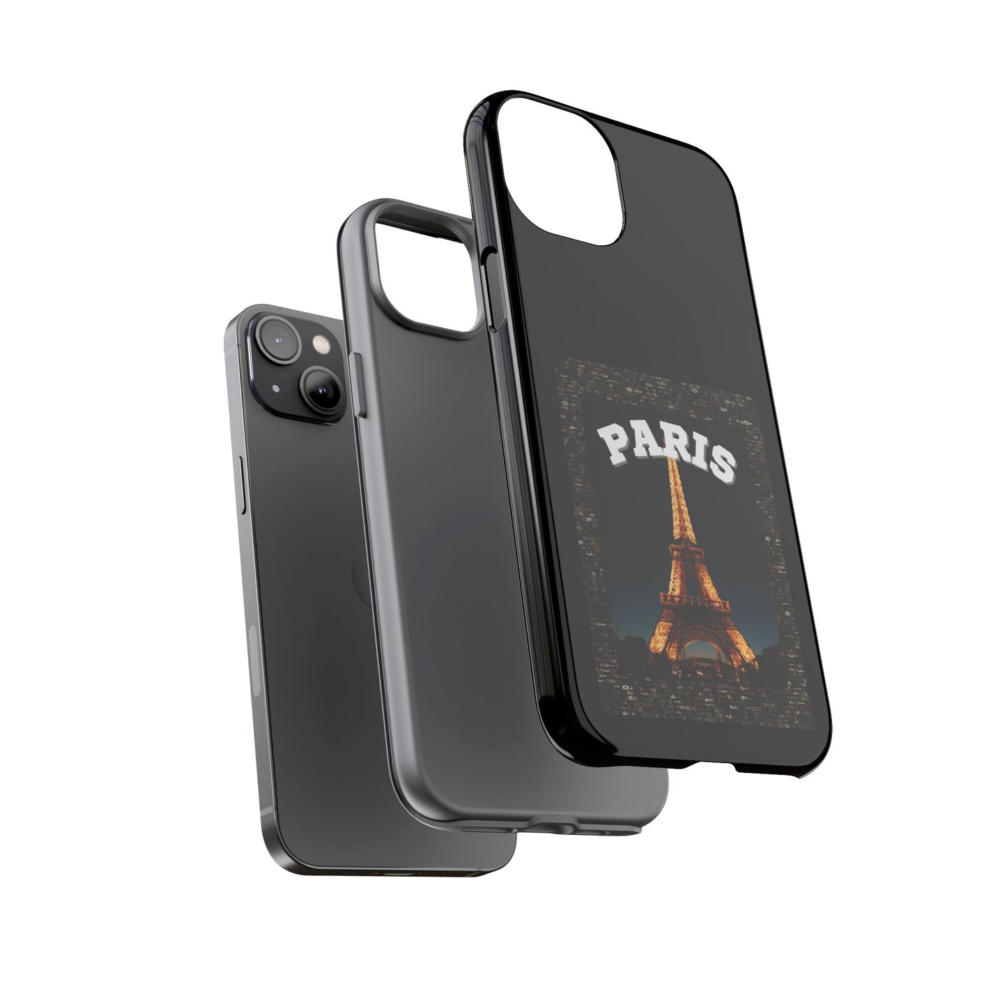PARIS AT NIGHT- Tough Phone Cases - Fits Most Phone Sizes!! (BLACK) "Travel in Style"