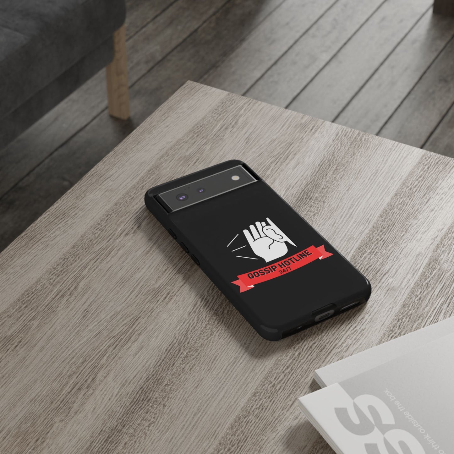 GOSSIP HOTLINE-Tough Phone Cases - Fits Most Phone Sizes!! (BLACK) "When Your Phone Case Spills The Tea"