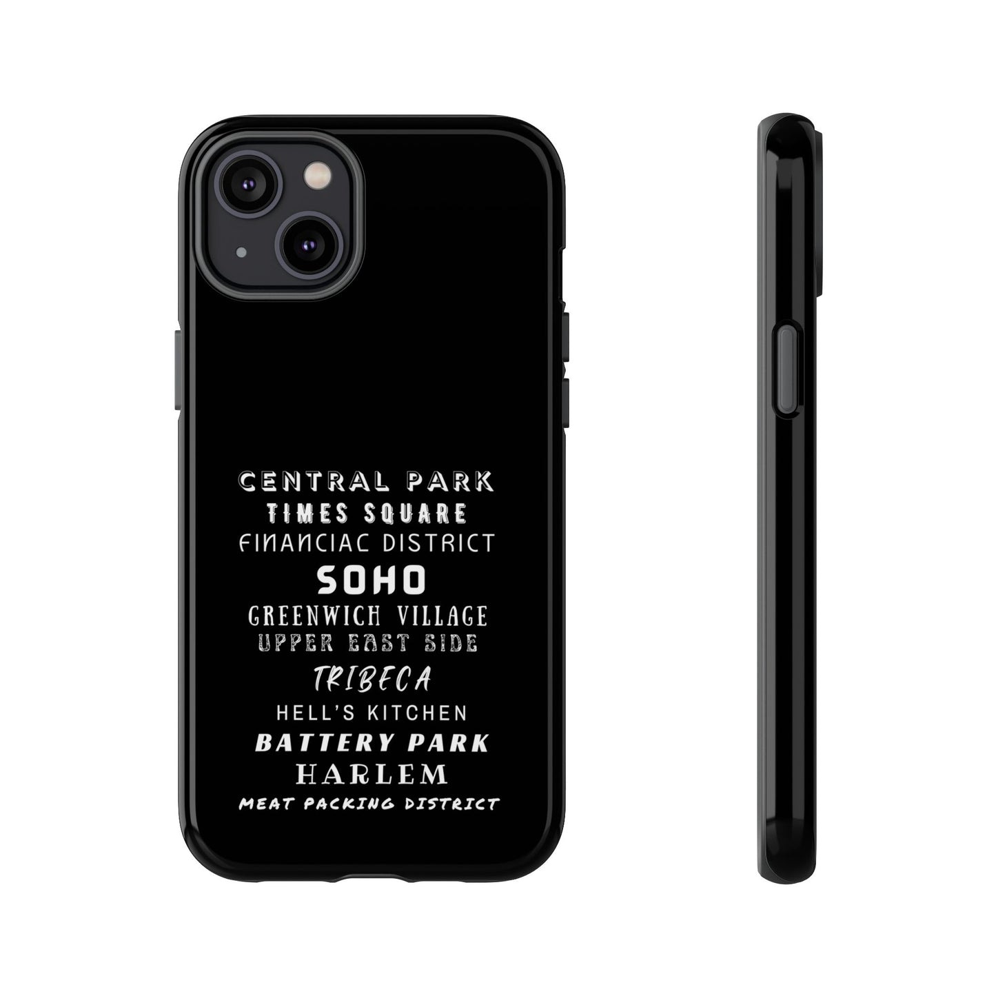 NYC NEIGHBORHOODS -Tough Phone Cases - Fits Most Phone Sizes!! (Dark GREY) "Great Gift For NYC Travelers"
