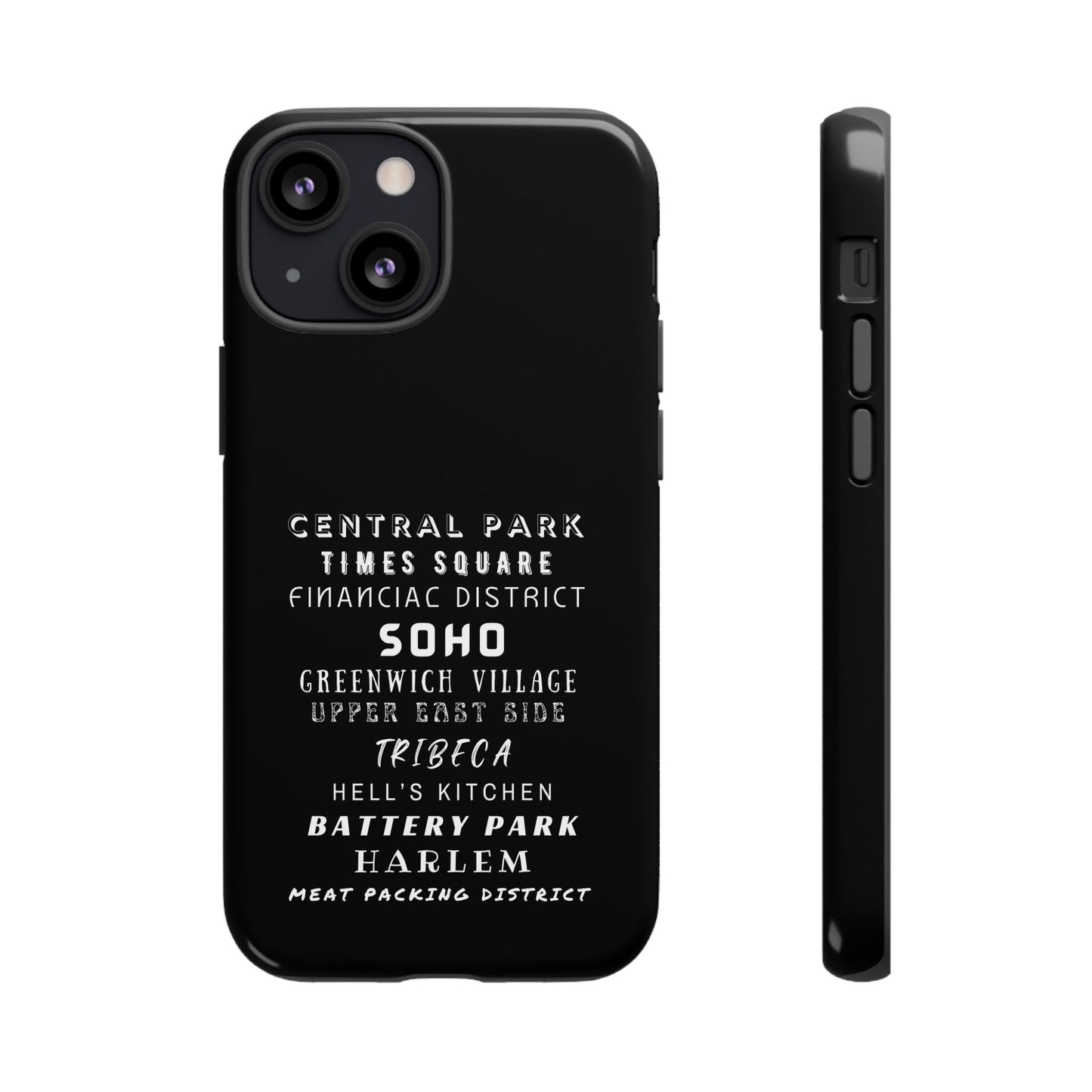 NYC NEIGHBORHOODS -Tough Phone Cases - Fits Most Phone Sizes!! (Dark GREY) "Great Gift For NYC Travelers"