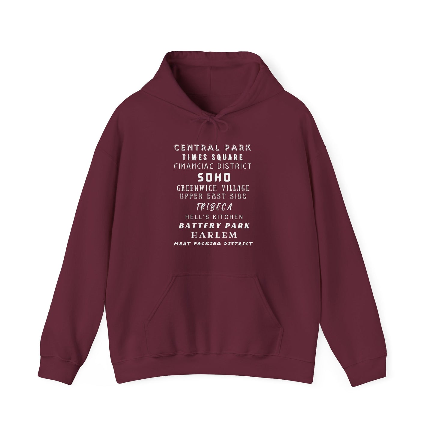 New York Neighborhoods -Unisex Heavy Blend Hooded Sweatshirt (VARIETY OF COLORS) "Iconic NYC on Swag"