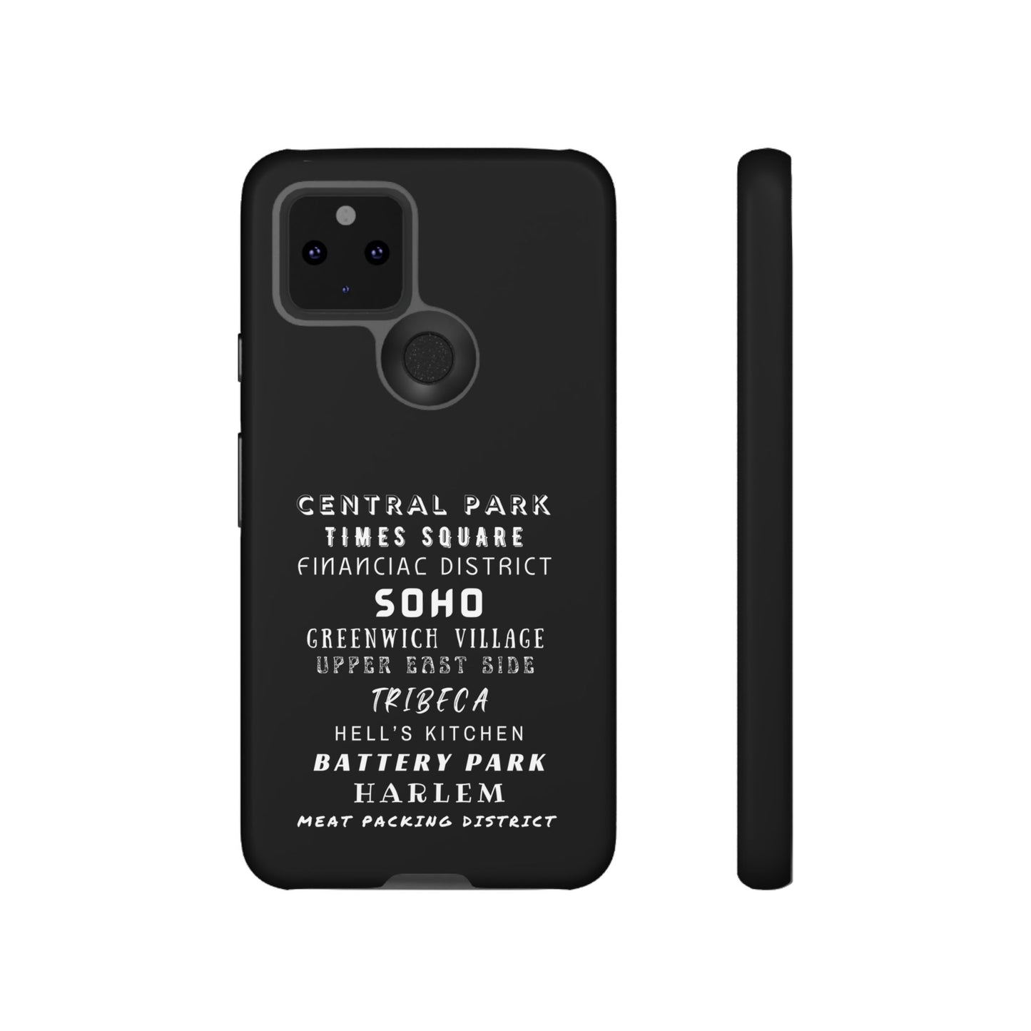 NYC NEIGHBORHOODS -Tough Phone Cases - Fits Most Phone Sizes!! (Dark GREY) "Great Gift For NYC Travelers"