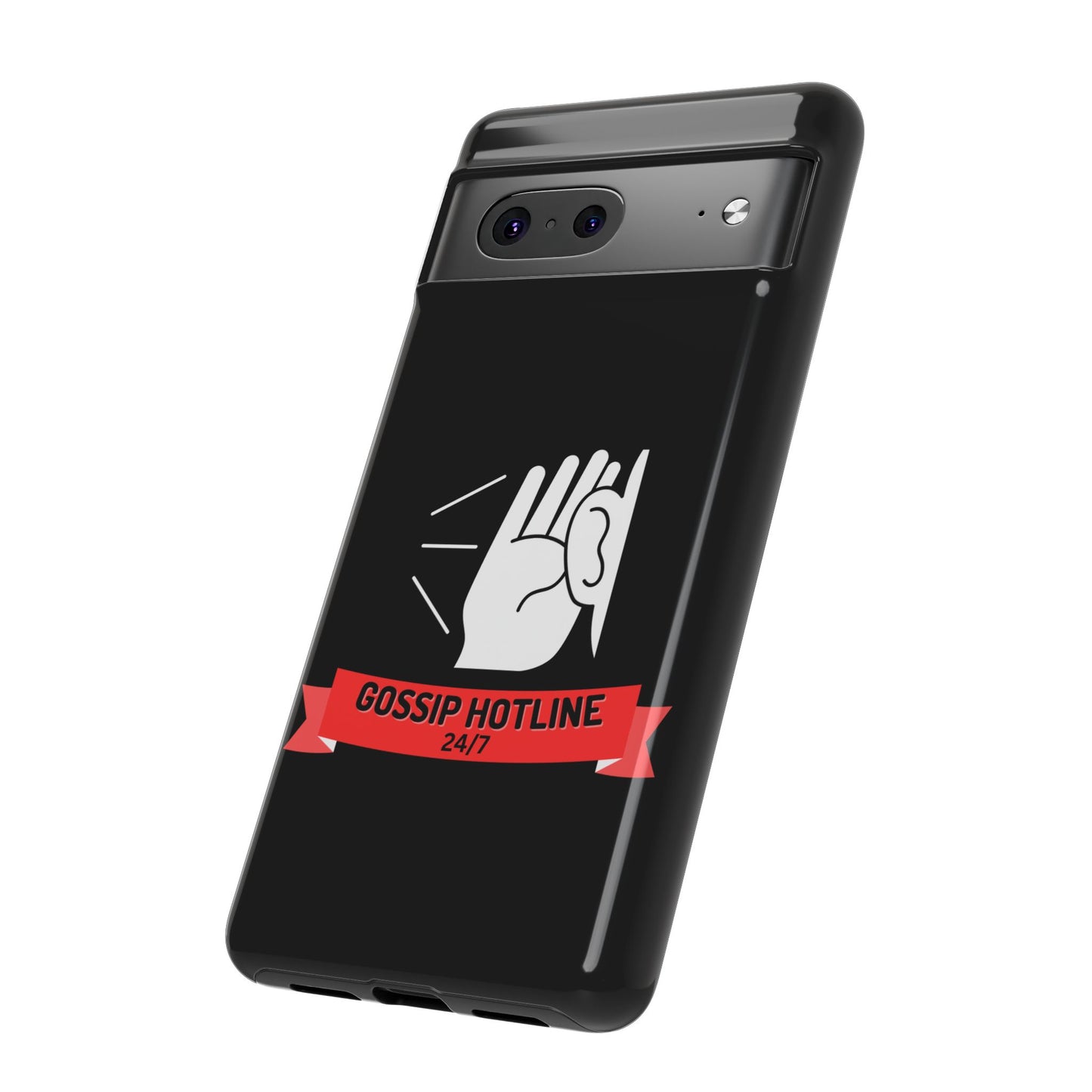 GOSSIP HOTLINE-Tough Phone Cases - Fits Most Phone Sizes!! (BLACK) "When Your Phone Case Spills The Tea"