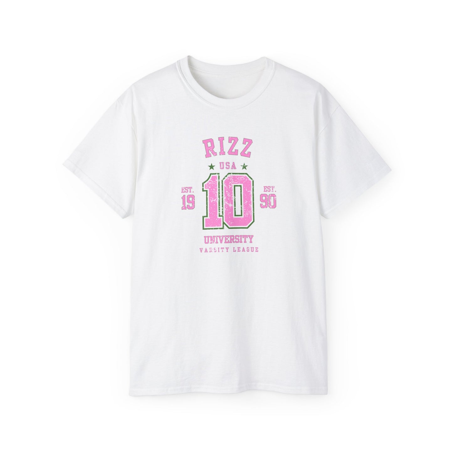RIZZ UNIVERSITY #10 VARSITY LEAGUE - T-Shirt! “Style focused Shirt for College, Weekends & Beyond”
