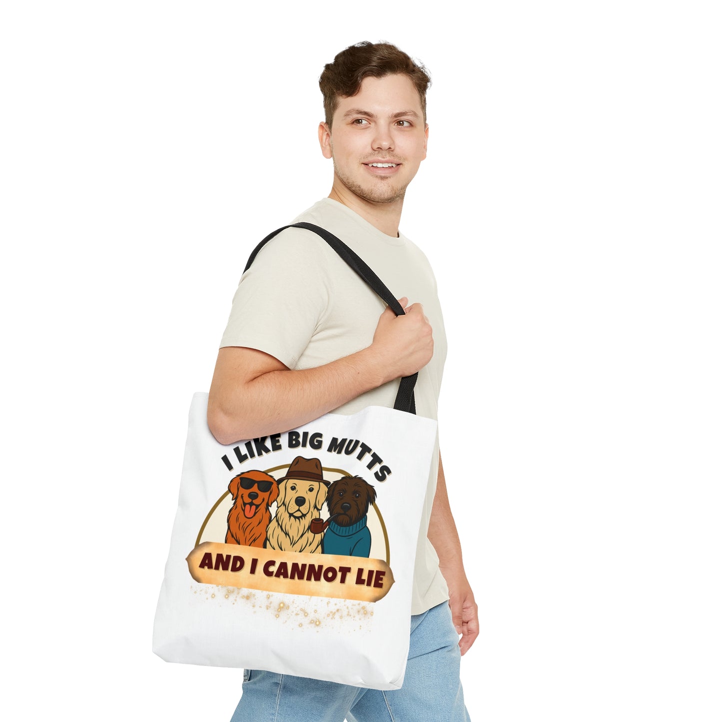 "I LIKE BIG MUTTS AND I CANNOT LIE"- AOP Tote Bag "Dog Lovers Speaking Their Truth"