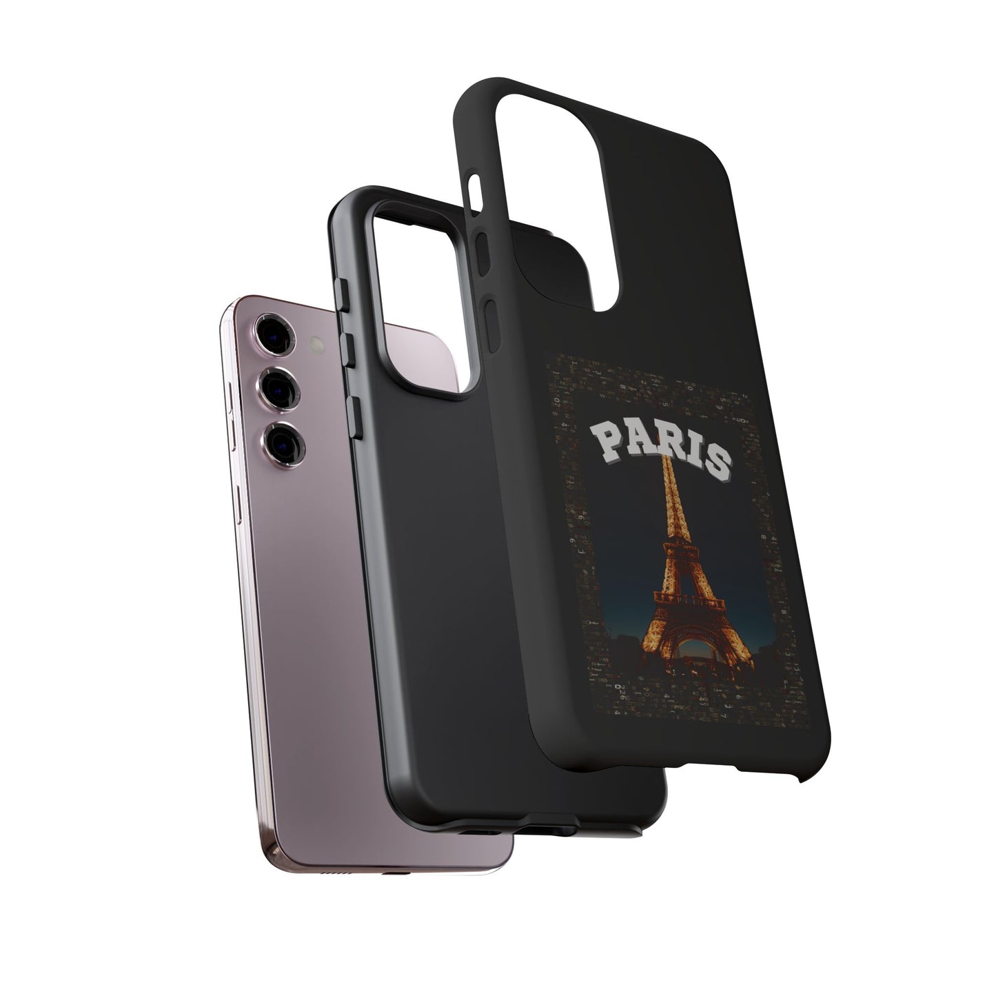 PARIS AT NIGHT- Tough Phone Cases - Fits Most Phone Sizes!! (BLACK) "Travel in Style"