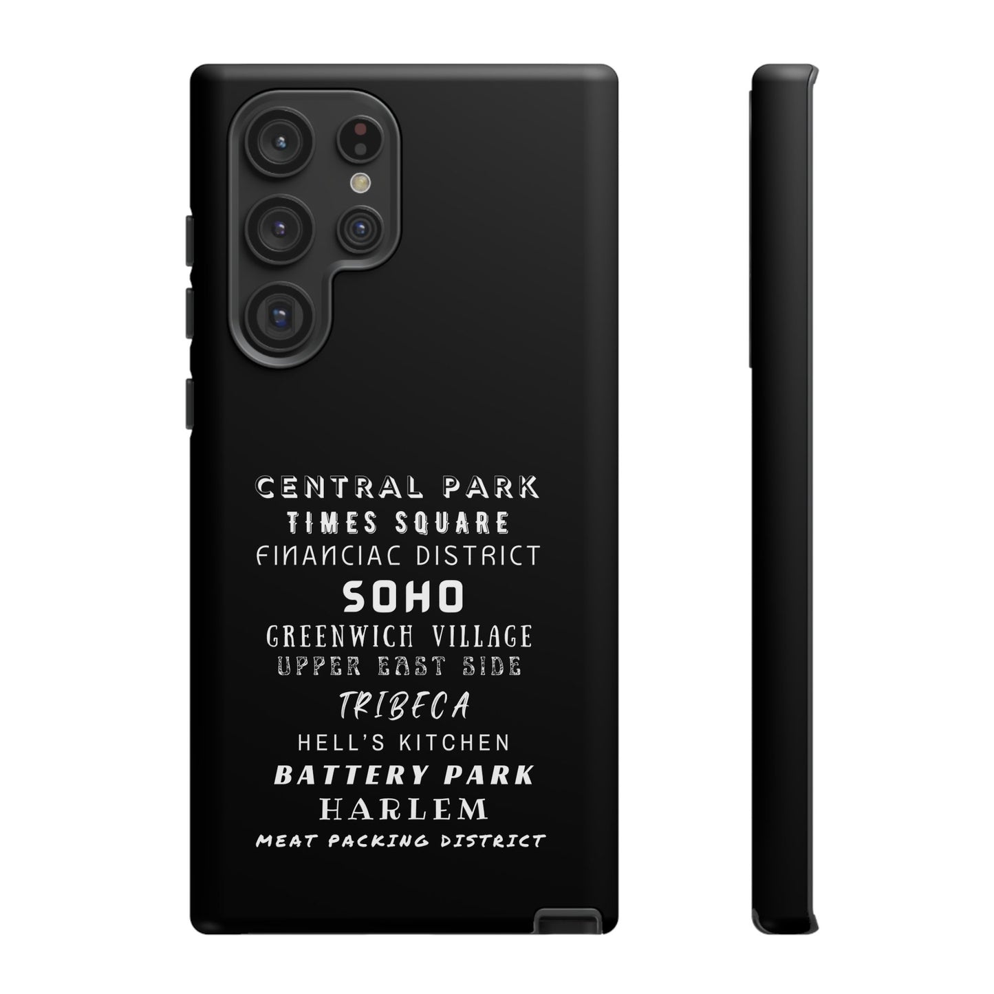 NYC NEIGHBORHOODS -Tough Phone Cases - Fits Most Phone Sizes!! (Dark GREY) "Great Gift For NYC Travelers"