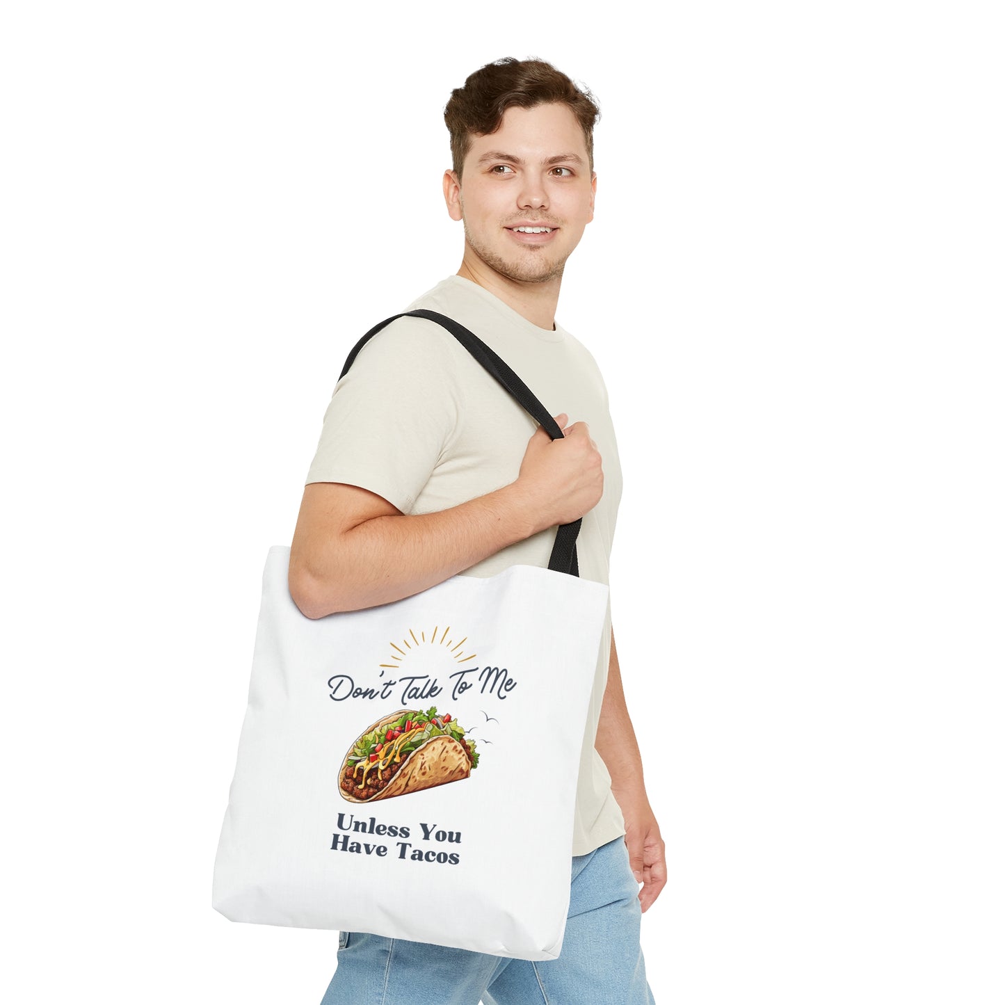 DON'T TALK TO ME UNLESS YOU HAVE TACOS- AOP Tote Bag-"Books Look Hotter In This Bag"