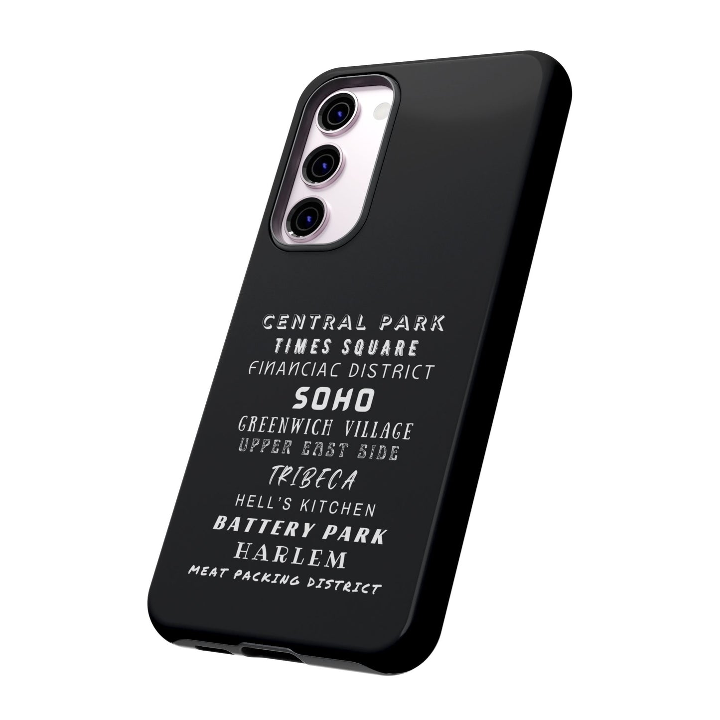 NYC NEIGHBORHOODS -Tough Phone Cases - Fits Most Phone Sizes!! (Dark GREY) "Great Gift For NYC Travelers"