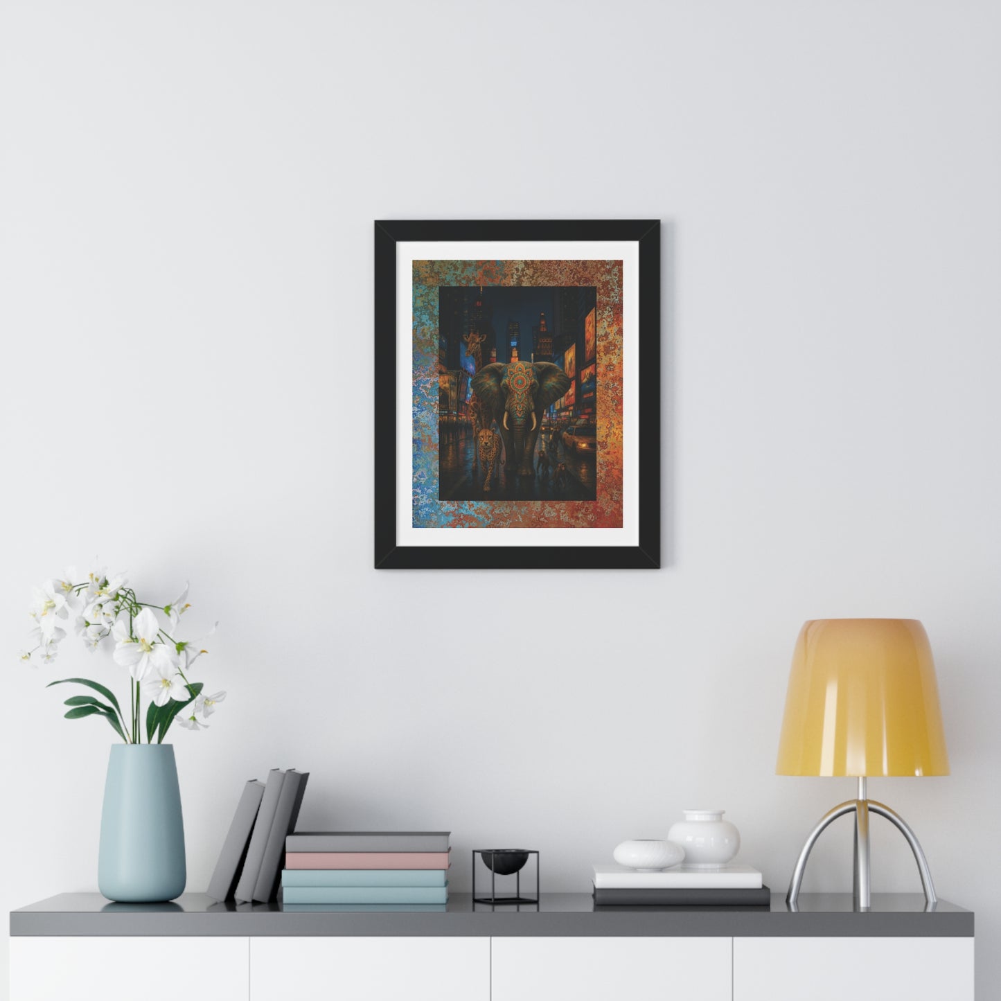 CONCRETE JUNGLE New York City at Night- "Framed Print-NYC Jungle Vibes"