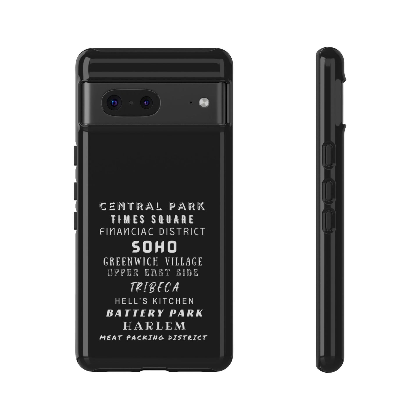 NYC NEIGHBORHOODS -Tough Phone Cases - Fits Most Phone Sizes!! (Dark GREY) "Great Gift For NYC Travelers"