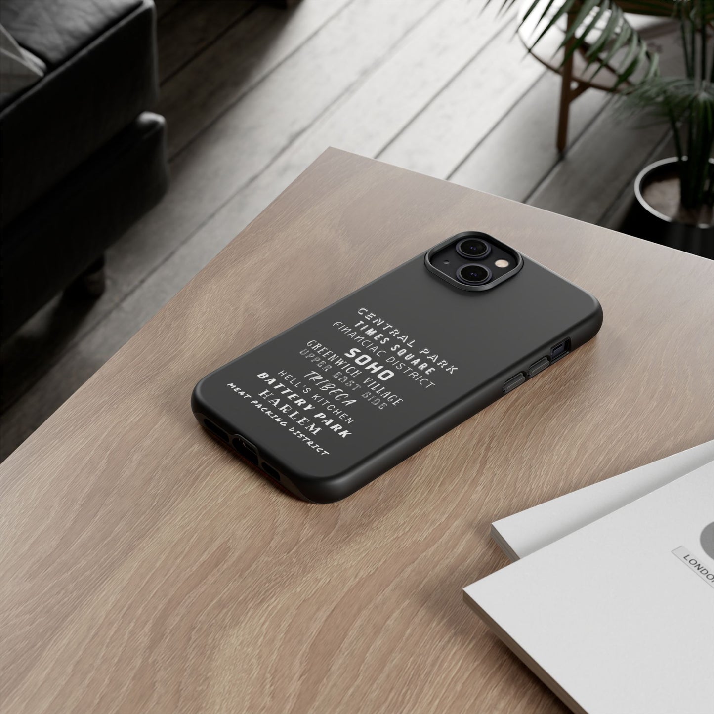 NYC NEIGHBORHOODS -Tough Phone Cases - Fits Most Phone Sizes!! (Dark GREY) "Great Gift For NYC Travelers"