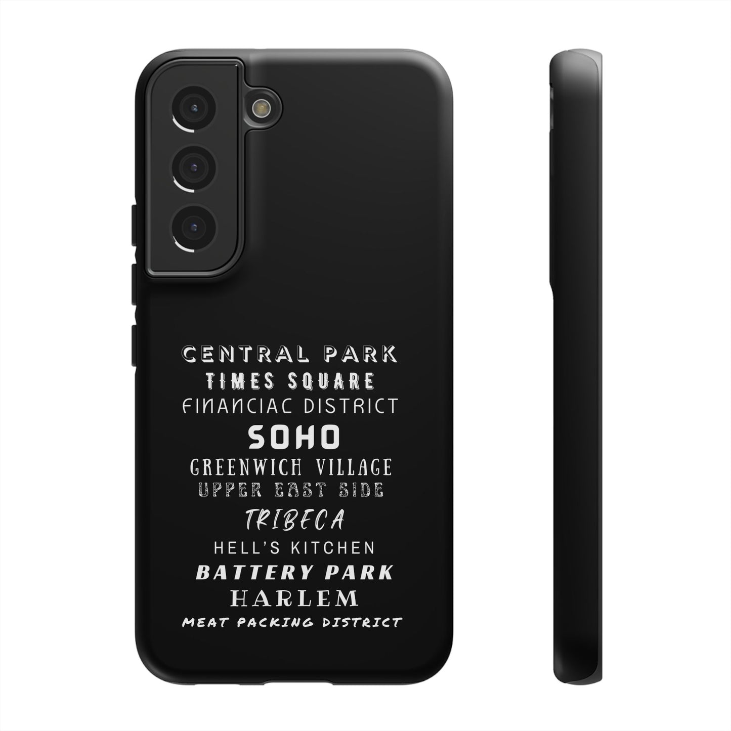 NYC NEIGHBORHOODS -Tough Phone Cases - Fits Most Phone Sizes!! (Dark GREY) "Great Gift For NYC Travelers"