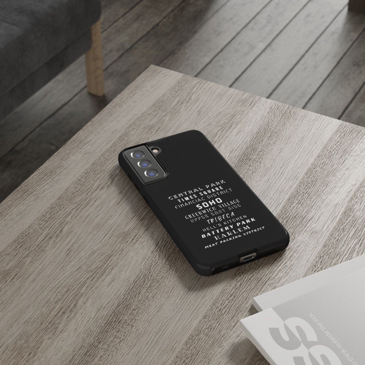 NYC NEIGHBORHOODS -Tough Phone Cases - Fits Most Phone Sizes!! (Dark GREY) "Great Gift For NYC Travelers"