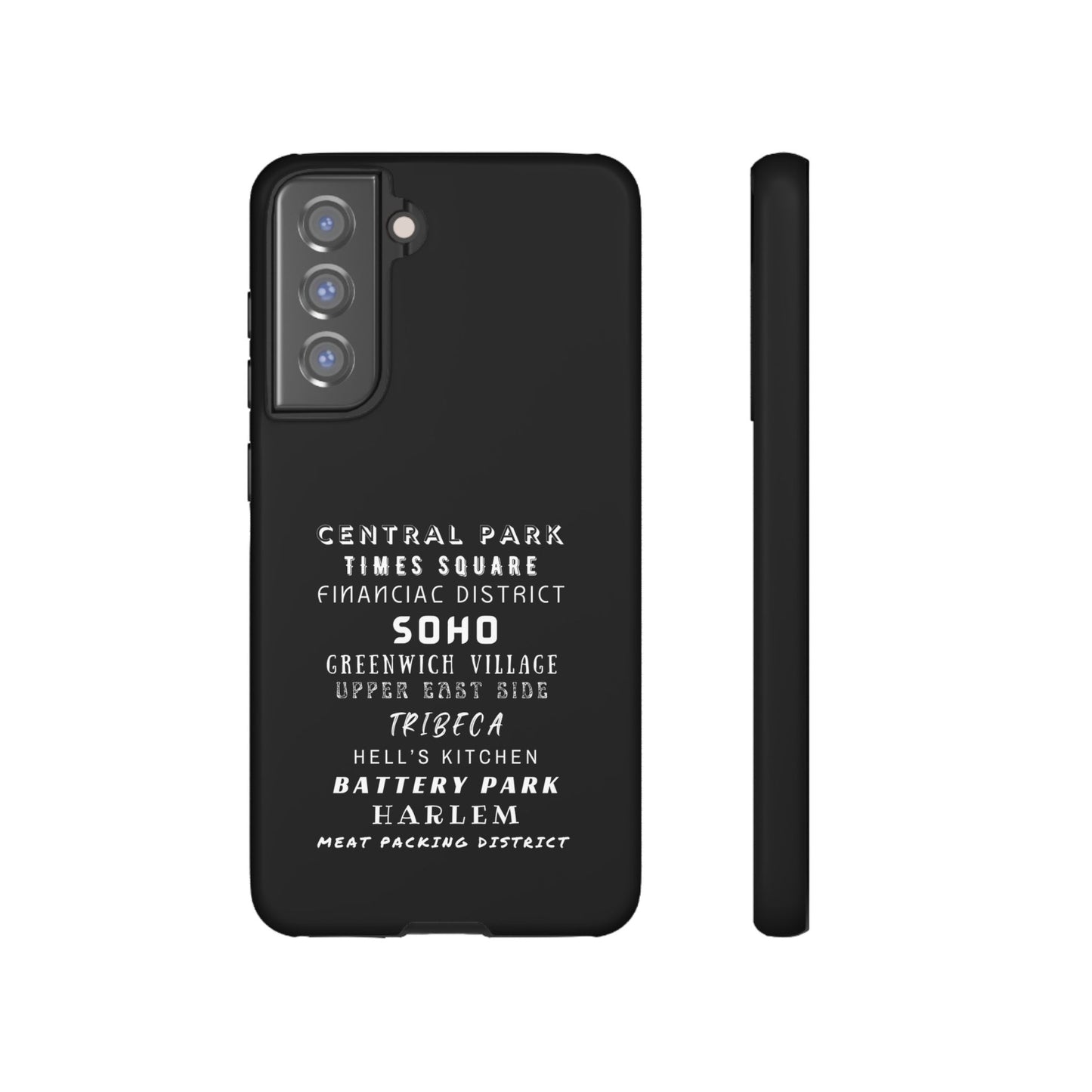NYC NEIGHBORHOODS -Tough Phone Cases - Fits Most Phone Sizes!! (Dark GREY) "Great Gift For NYC Travelers"