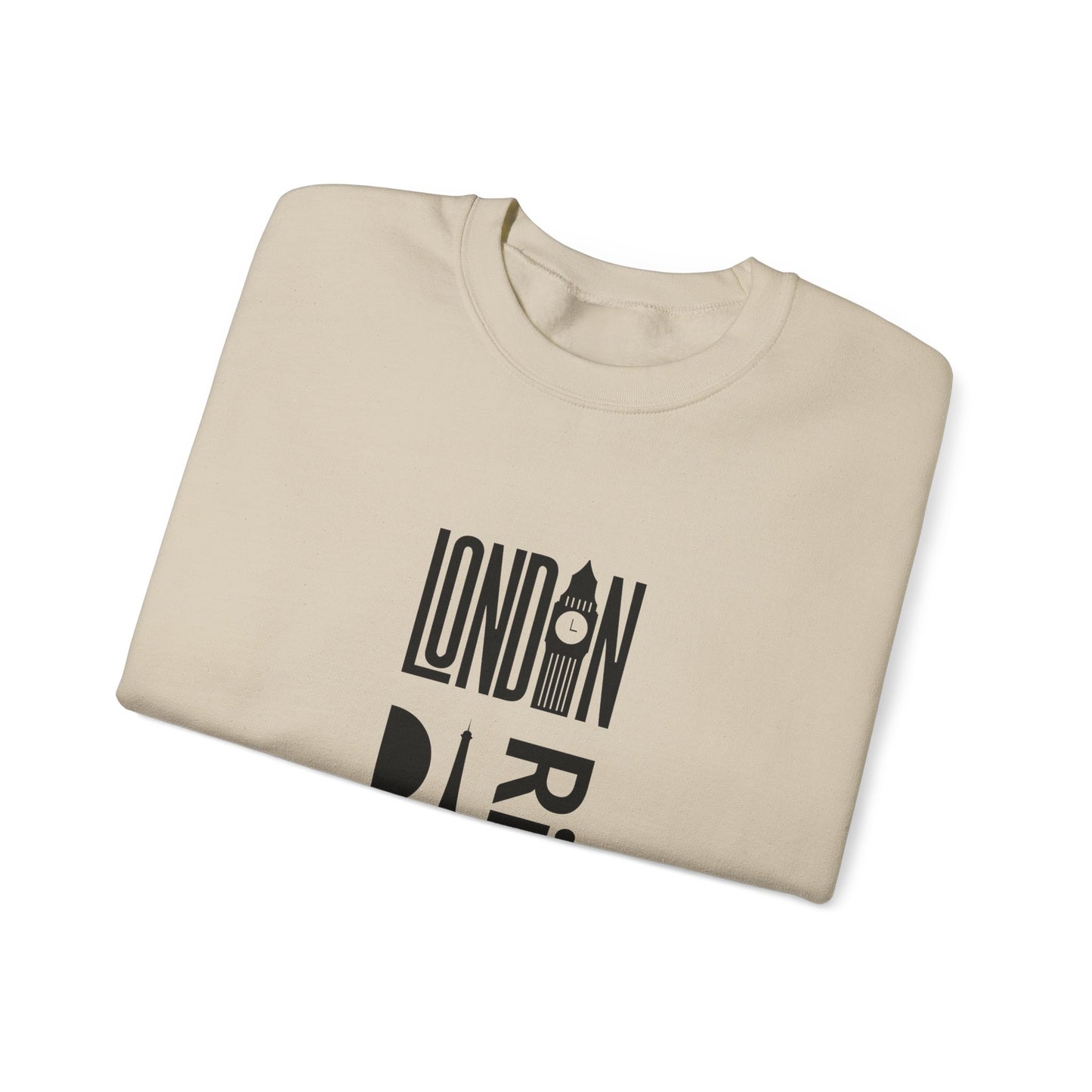 LONDON NEW YORK PARIS- Unisex Heavy Blend Crewneck Sweatshirt (VARIETY OF COLORS) "Stylish Travel Sweatshirt- Big City Energy"