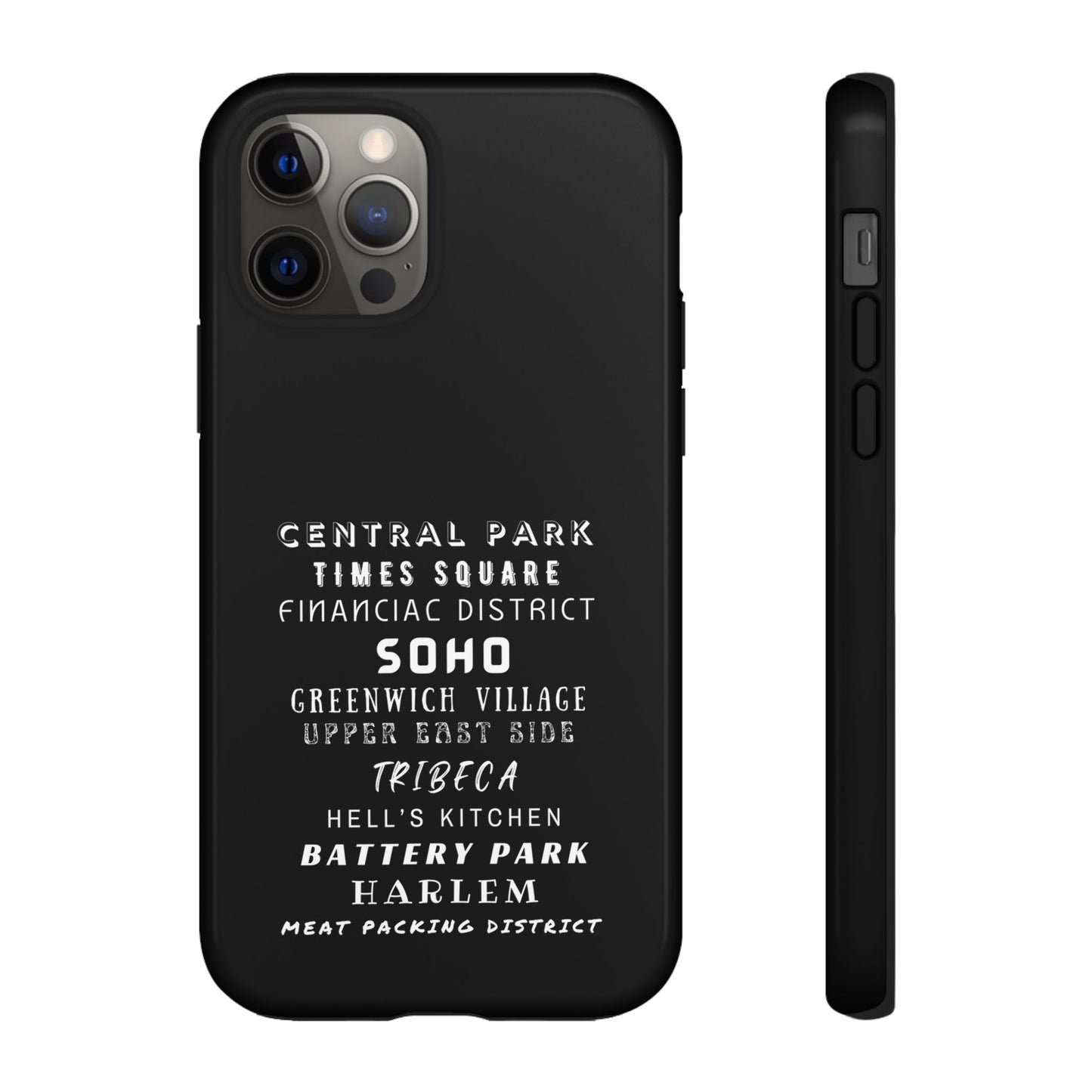 NYC NEIGHBORHOODS -Tough Phone Cases - Fits Most Phone Sizes!! (Dark GREY) "Great Gift For NYC Travelers"