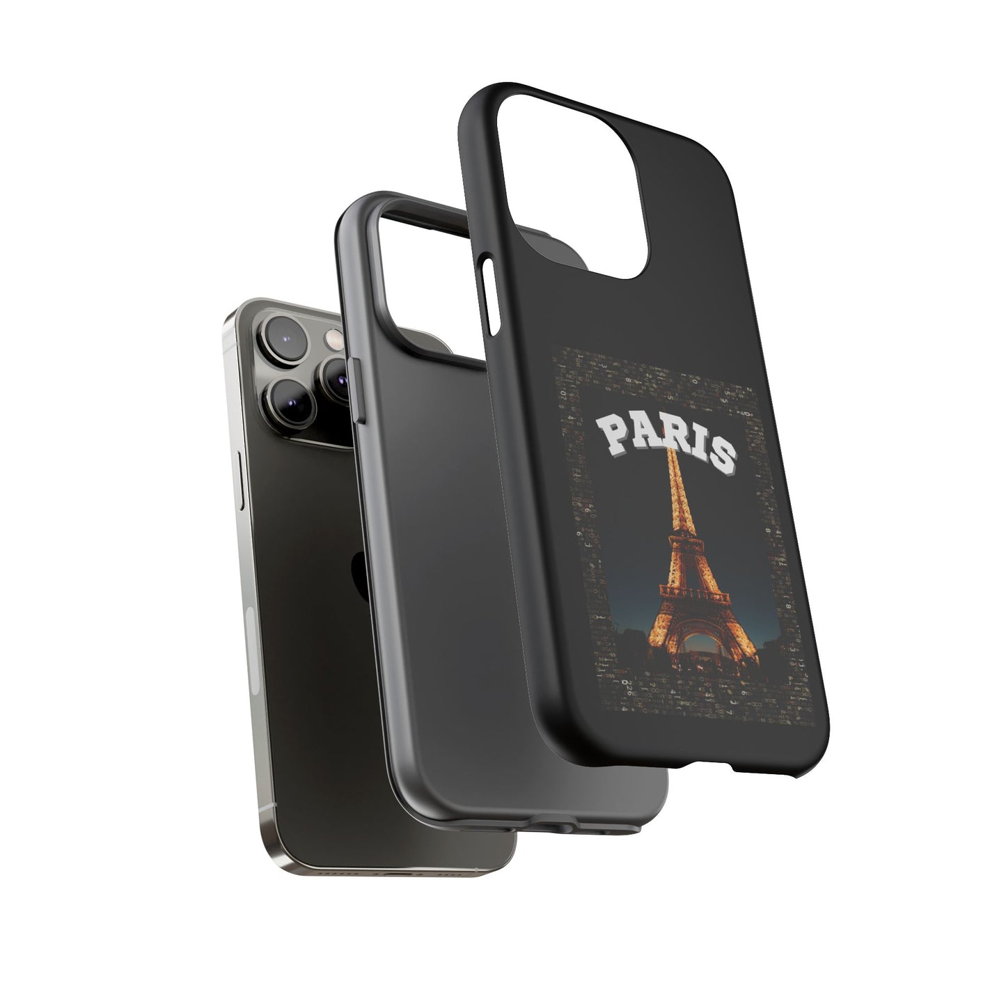 PARIS AT NIGHT- Tough Phone Cases - Fits Most Phone Sizes!! (BLACK) "Travel in Style"