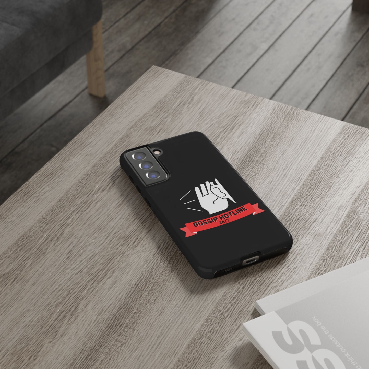 GOSSIP HOTLINE-Tough Phone Cases - Fits Most Phone Sizes!! (BLACK) "When Your Phone Case Spills The Tea"