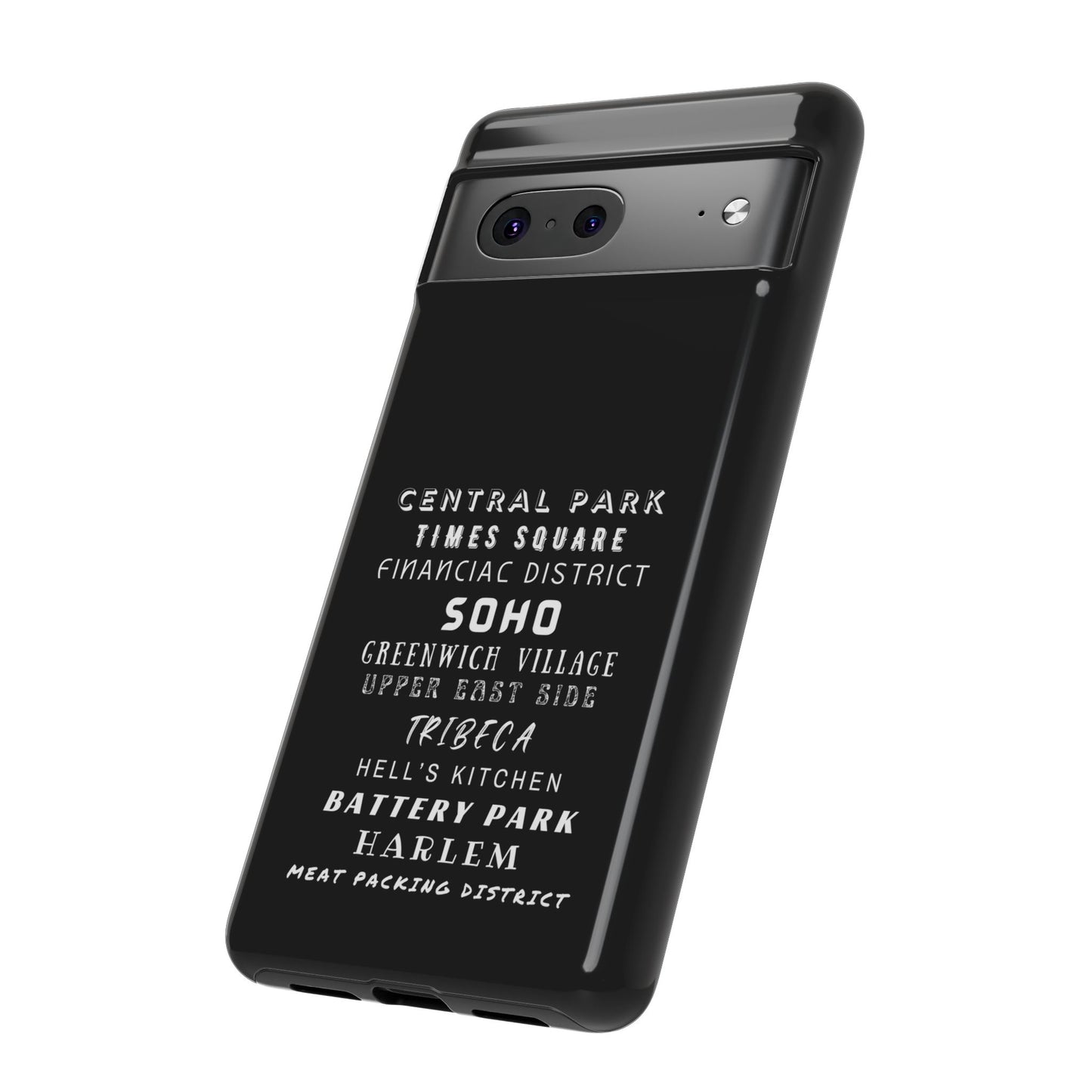 NYC NEIGHBORHOODS -Tough Phone Cases - Fits Most Phone Sizes!! (Dark GREY) "Great Gift For NYC Travelers"