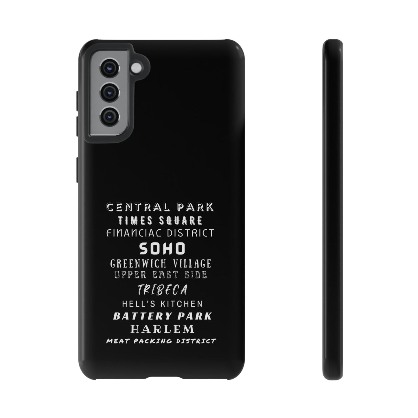 NYC NEIGHBORHOODS -Tough Phone Cases - Fits Most Phone Sizes!! (Dark GREY) "Great Gift For NYC Travelers"