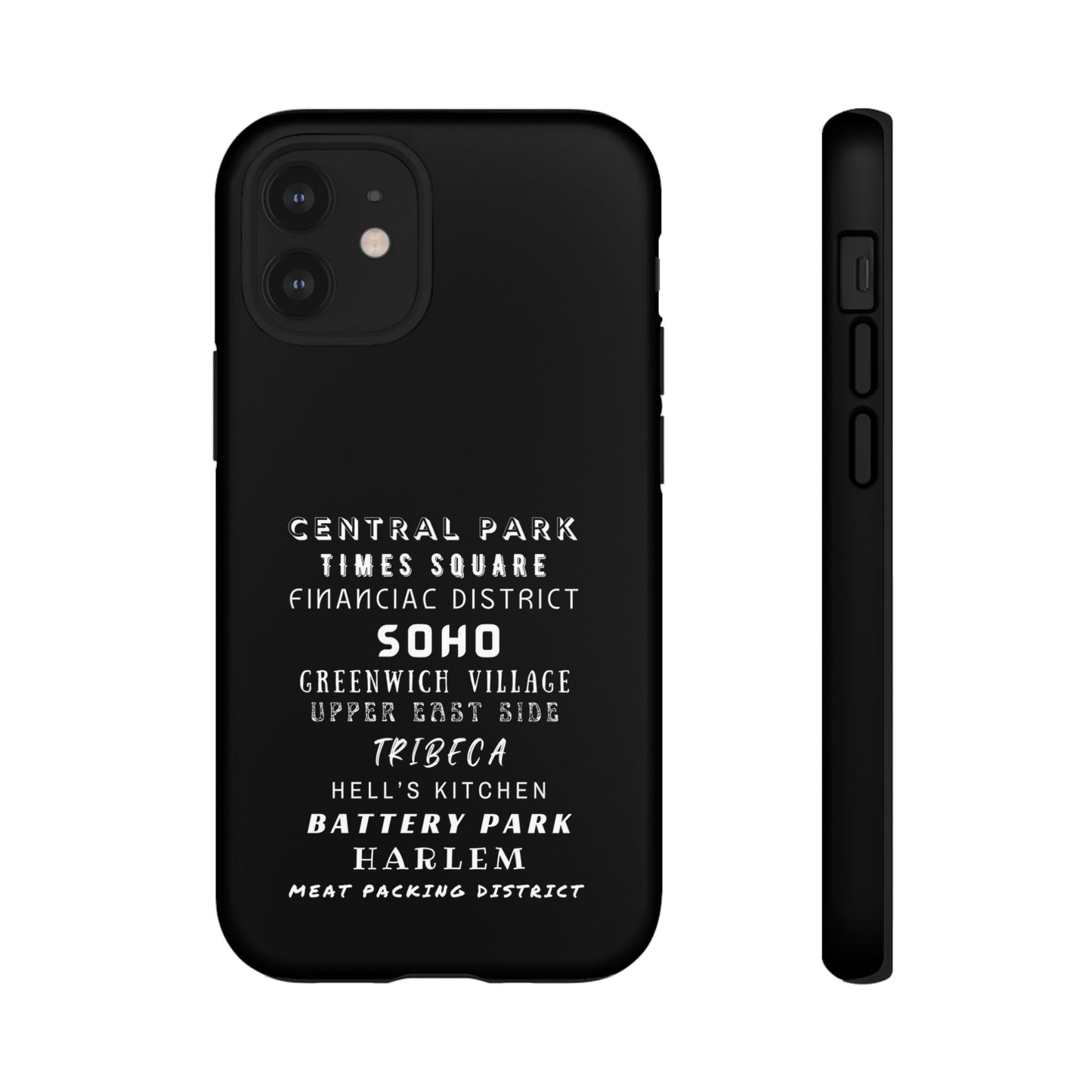 NYC NEIGHBORHOODS -Tough Phone Cases - Fits Most Phone Sizes!! (Dark GREY) "Great Gift For NYC Travelers"