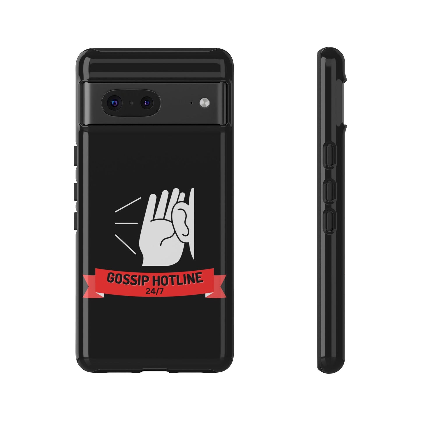 GOSSIP HOTLINE-Tough Phone Cases - Fits Most Phone Sizes!! (BLACK) "When Your Phone Case Spills The Tea"